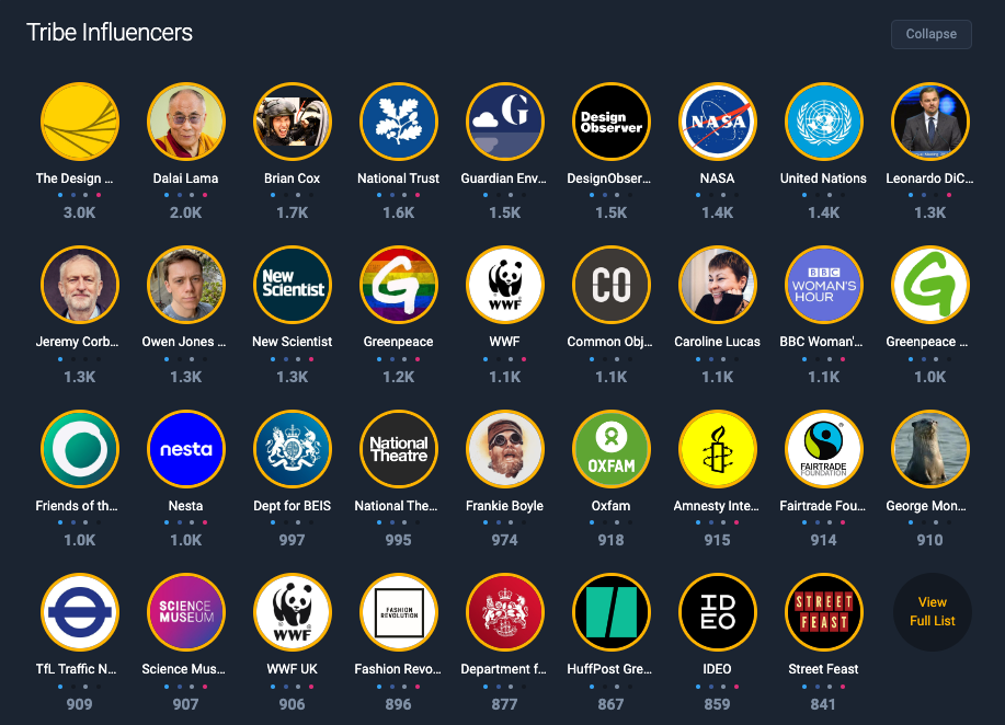 Figure 3: Top influencers for Societal Progressives.